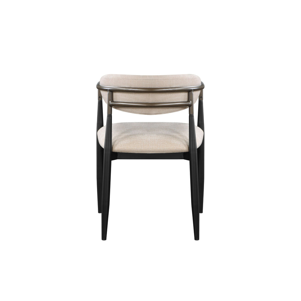 Set of 2 Beige and Black Armchair with Open Back