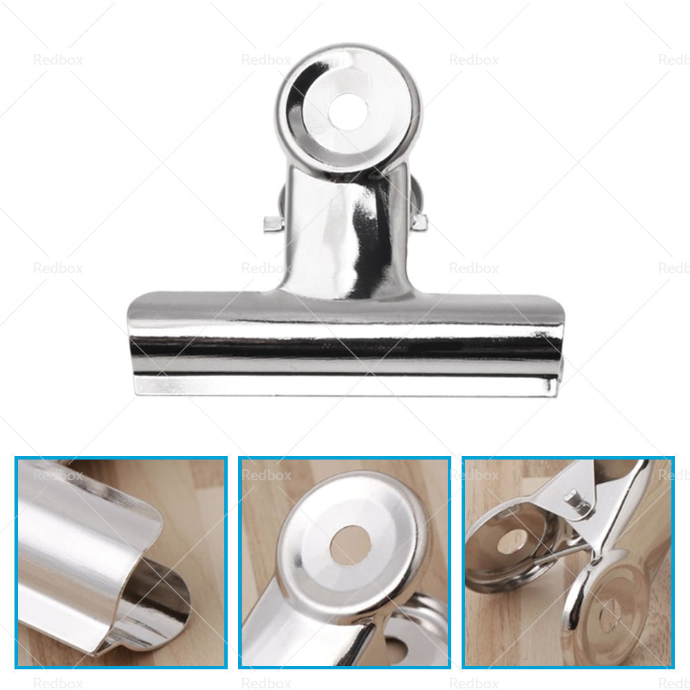 6/12PCS Stainless Steel Bulldog Paper Clip Metal Office Binder Grip Clamp 75mm