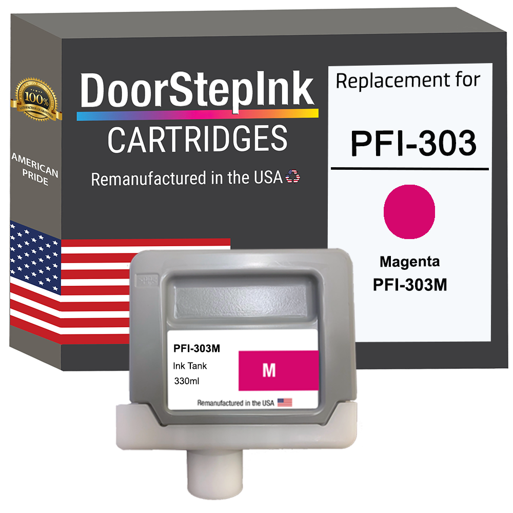 DoorStepInk Brand for Canon PFI-303 330ML Magenta Remanufactured in the USA Ink Cartridge