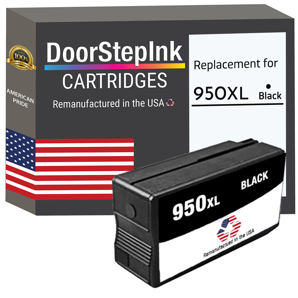 DoorStepInk Brand for HP 950XL (CN045AN) Black Remanufactured in the USA Ink Cartridge, CN045AN