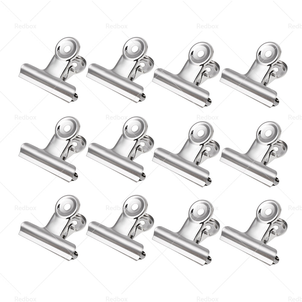 6/12PCS Stainless Steel Bulldog Paper Clip Metal Office Binder Grip Clamp 75mm