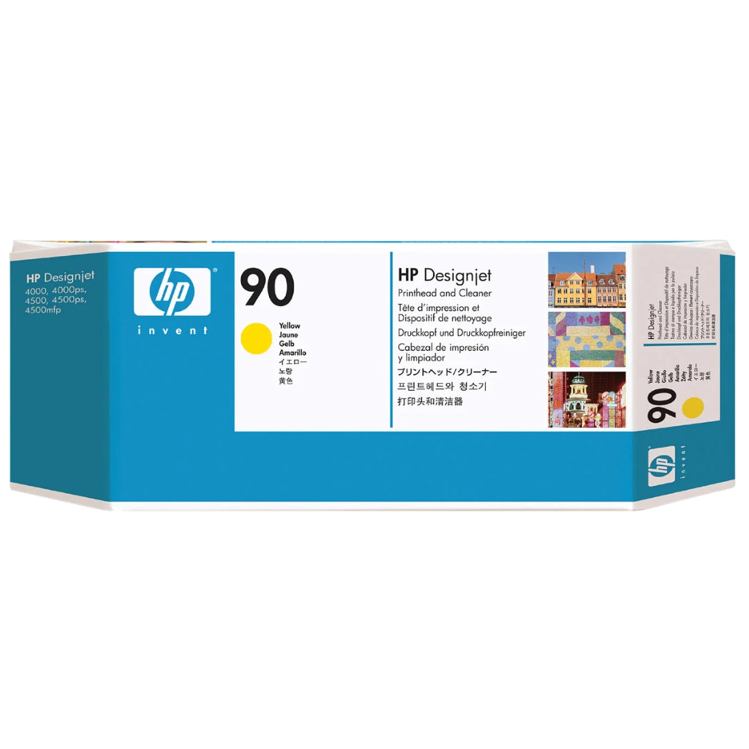 Original HP 90 (C5057A) Yellow Cartridge & Cleaner Cartridge