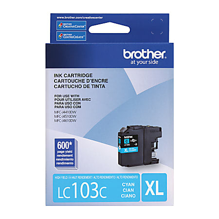 New Genuine Brother LC103XL High Yield Cyan Ink Cartridge