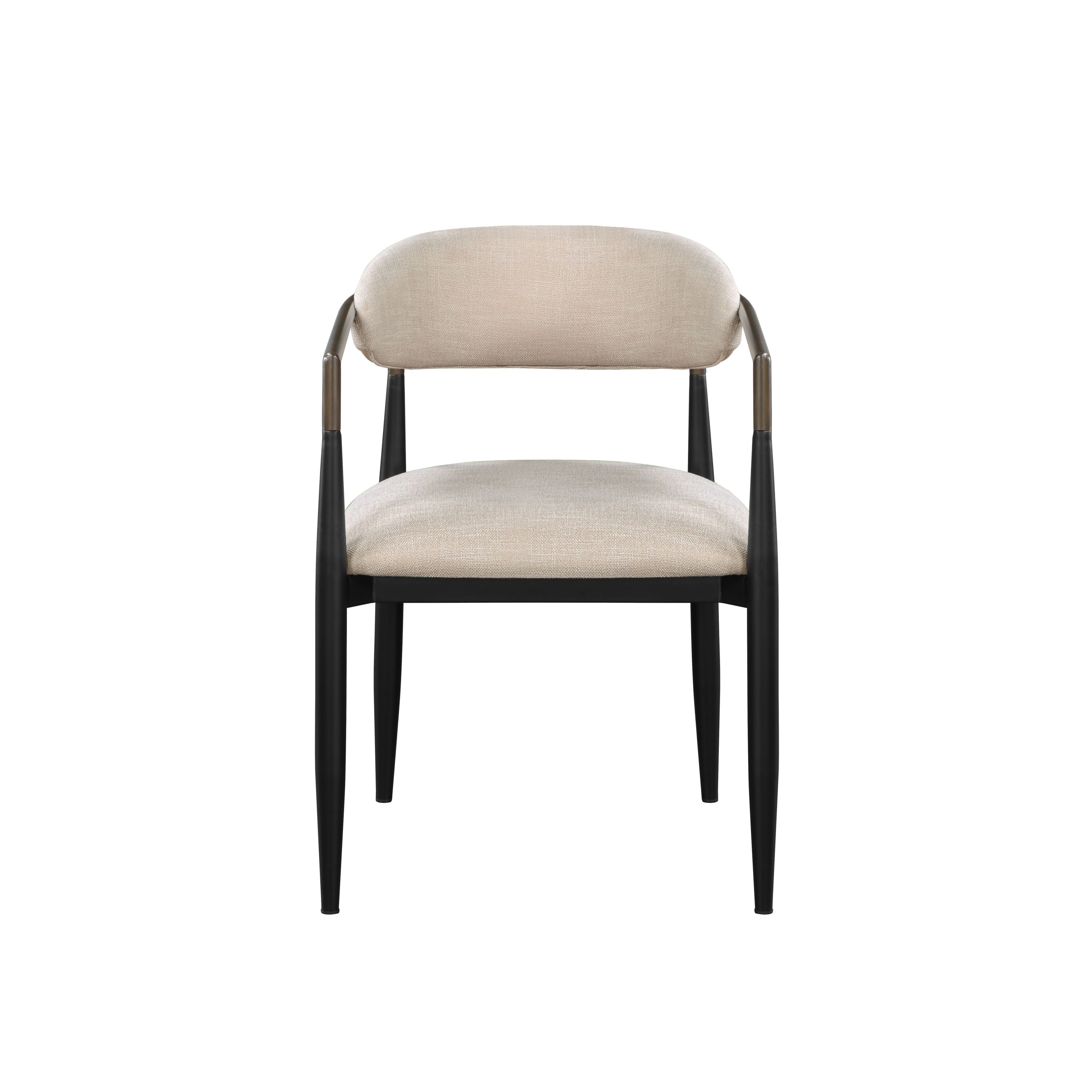 Set of 2 Beige and Black Armchair with Open Back