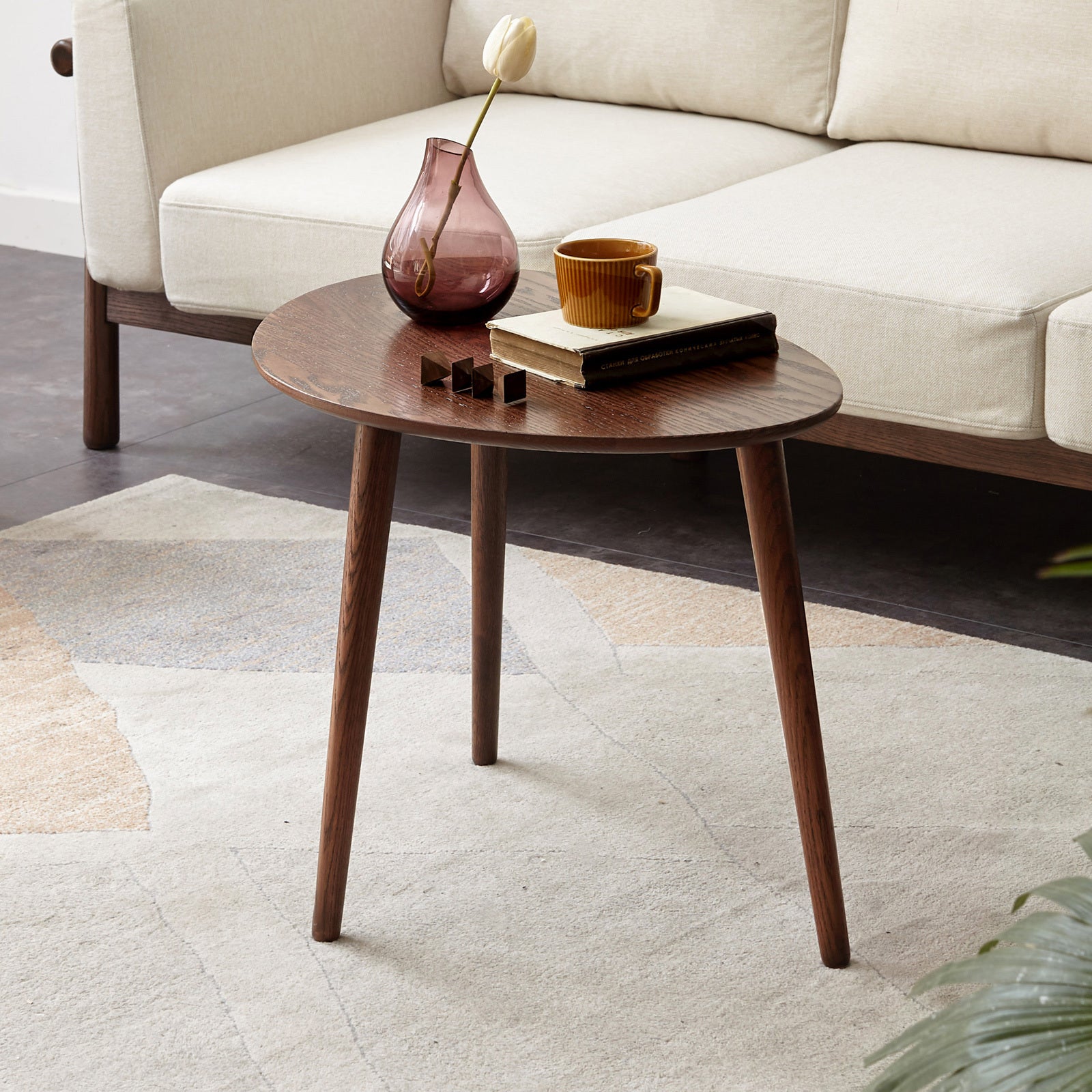 Solid Oak Wood Side Table